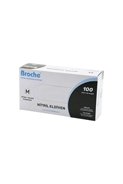 Beruflic Broche m Black Powder-Free Nitrile Examination Gloves 100Pcs