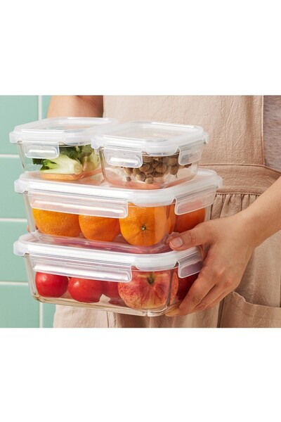 locknlock Tempered Glass Rectangle 1.04L – Airtight Food Container with 4-Side Locking Lid