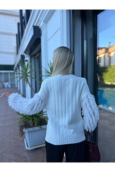 For Angels Pulover din tricot cu mâneci din blană