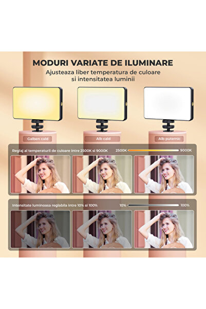 Elindor ® Portable LED Lamp for Phone, Tablet, Laptop, Camera, Compact Professional Light, Black