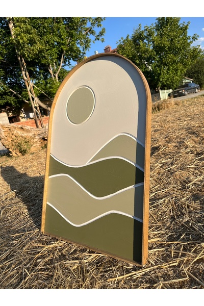 CIGILWOOD MOUNTAIN AND MOON GREEN AHŞAP BOHEM TABLO DAĞLI VE AYLI YEŞİLİN TON...