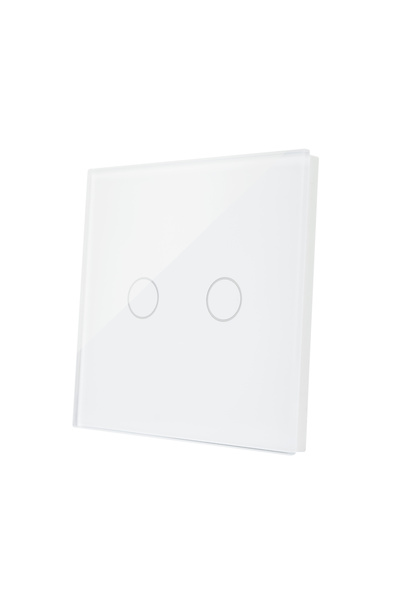 PNI Double switch with touch SH602 600W made of glass, white with LED indicator