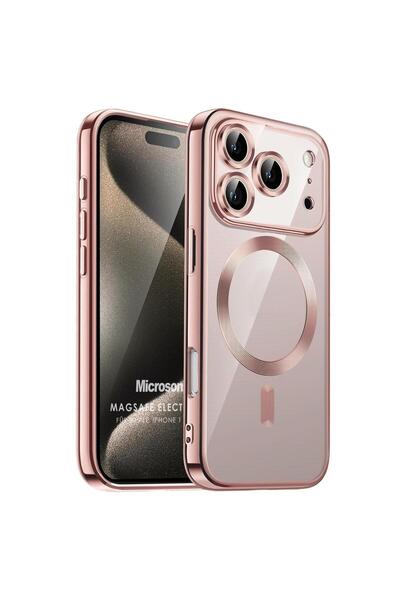 Microsonic Apple iPhone 17 Pro Max Kılıf MagSafe Luxury Electroplate Rose Gold