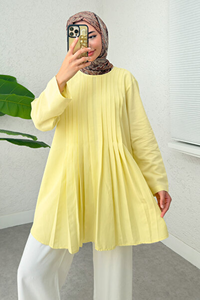 Salih Çelebi Nervür Detaylı Tunik 2380 - SARI