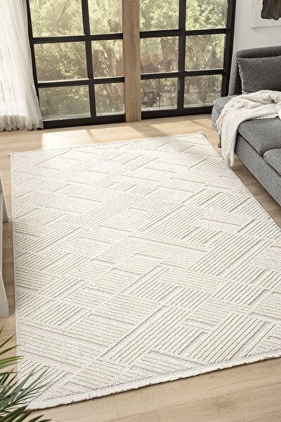 Fizy White Carpet Loop Sisal Carpet Modern Woven Living Room Living Room Rug 13791A