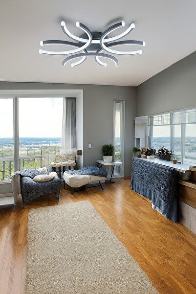 LEGACY Levora Antrasit Renk Modern Tasarım - Salon - Mutfak - Yatak Odası Beyaz Işıklı Led Avize
