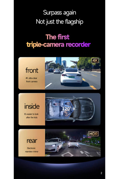 fun zone Y8 3" Touch Screen 4G 2-CH Dash Cam
