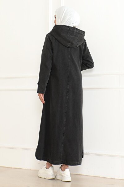 Missvalle Τζιν παλτό με κουκούλα καπνιστό 19230