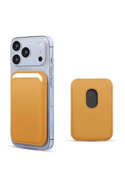 Microsonic Leather Wallet Magsafe Yellow Compatible with Apple iPhone 18 Pro