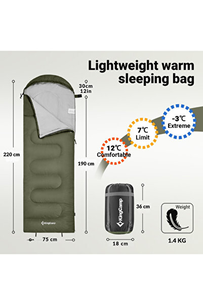KINGCAMP 250 Ultralight Sleeping Bag Olive Sol F.