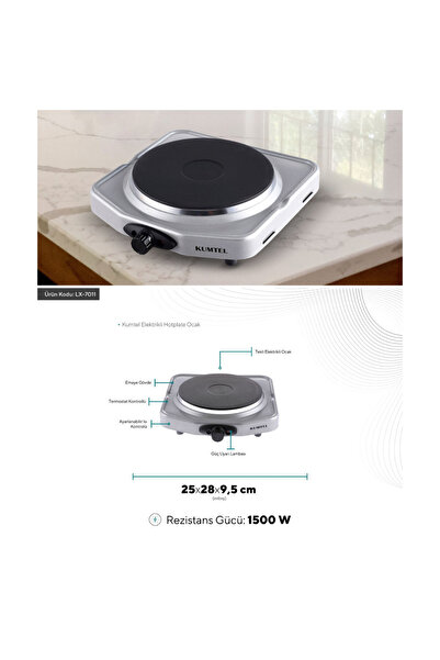 EVİST TEK GÖZLÜ ELEKTRİKLİ OCAK (1500W) (AYARLANABİLİR TERMOSTAT) (KAYMAZ AYAK) (HIZLI ISINAN TAŞ)