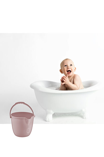 12den Bebek Banyo Kovası, Saplı Oluklu Çok Amaçlı Güvenli Ergonomik Su Temizlik Kovası 13 litre Pembe