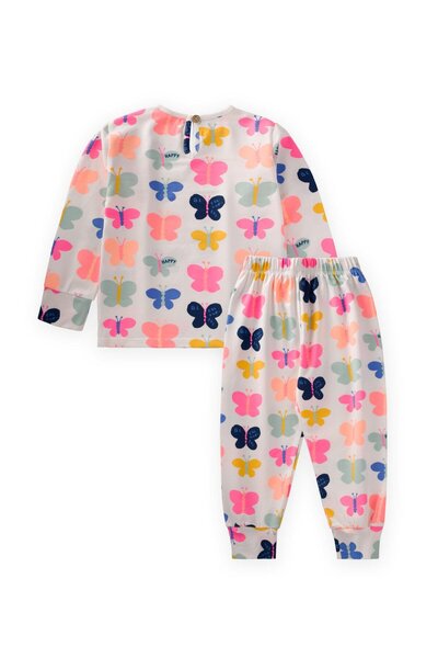 Cigit Patterned Pajama Set 2-10 Years Butterfly Design