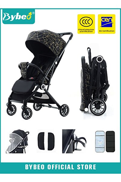 BYBEO عربة أطفال خفيفة الوزن، عربات أطفال قابلة للطي بيد واحدة، مقصورة سفر ممتصة للصدمات للأطفال الجدد