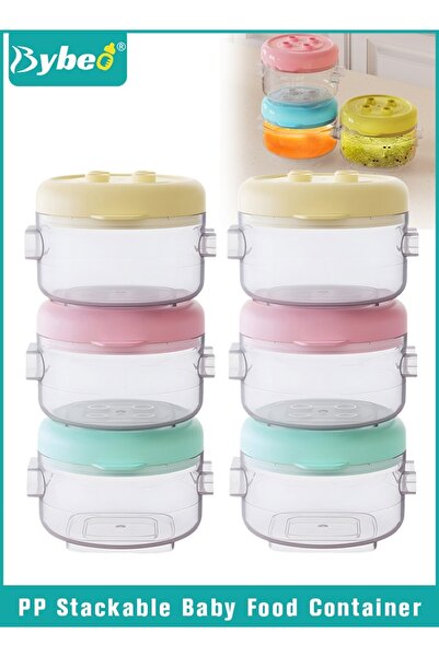 BYBEO 6 قطع من حاويات طعام الأطفال، برطمانات تخزين طعام الأطفال القابلة لإعادة الاستخدام، حاوية صغيرة للوجبات الخفيفة مع أغطية لـ I