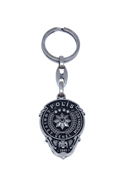 NETAVANTAJ Police Emblem Badge Antique Cast Metal Double Sided Embossed Keychain
