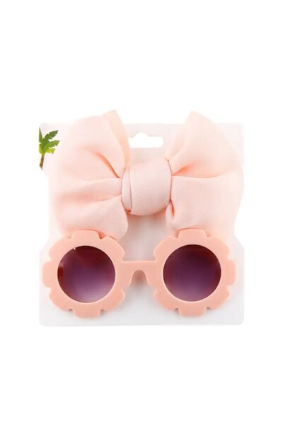 OEM Set 2 pieces sunglasses for kids with bow, light pink