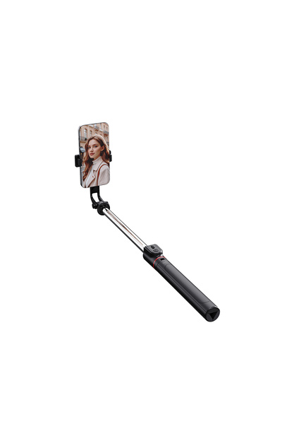 WIWU Wi-SE015 Canlı Yayın Dolgu Işıklı Teleskopik Tripod ve Selfie Çubuğu Siyah