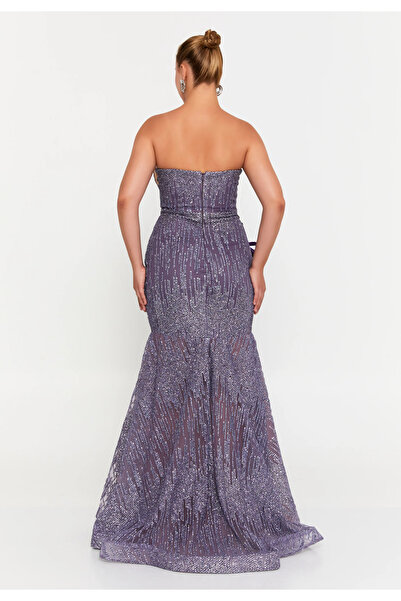 asl touch Straplez Uzun Normal Kesim Abiye Elbise