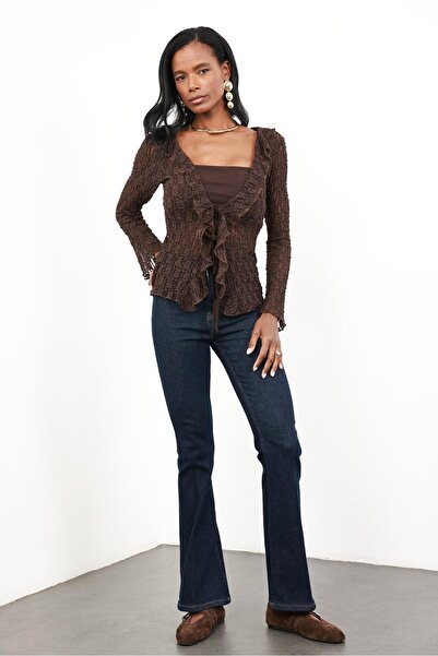 5in1Canpolat Rins Yıkamalı Full Likra Toparlayan Flare Jean 7578