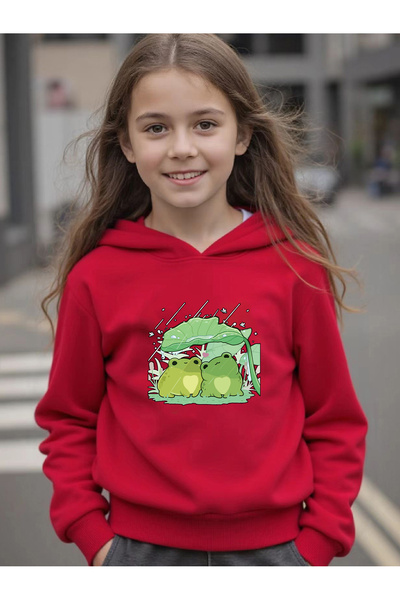 uyguntarz Cute Frogs Printed Oversized Kids Sweatshirt