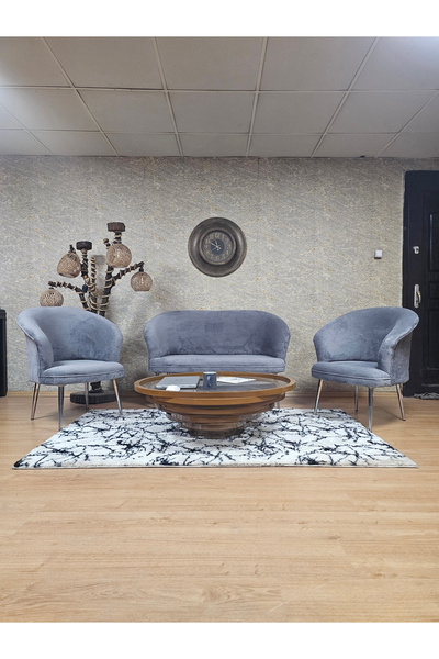 ZAFİR TEDDY Takım Krom Kaplama Sivriltme Ayak Çay Seti Koltuk - Berjer , Balk...