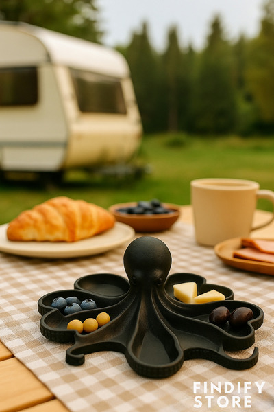 Findify Store 3D Octopus Breakfast Presenter Pla Resin, Eco-Friendly, Kid-Friendly, and Vegan Design