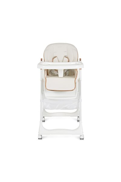 Moni Scaun înalt pliabil, Lindo White, înălțime și spătar reglabile, vârstă recomandată 6 - 36 de luni