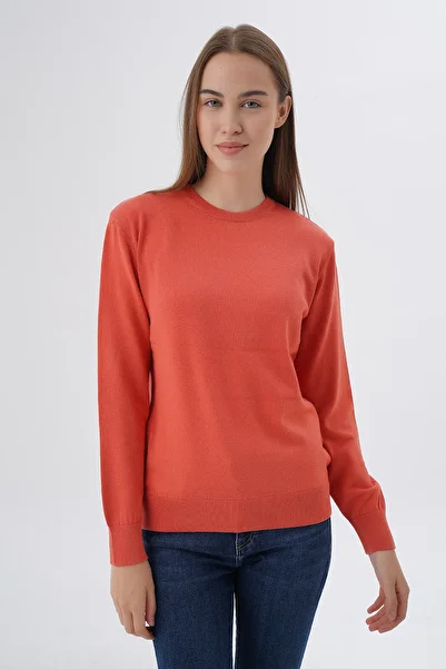 Trist Star Women's 100% Organic Cotton Crew Neck Knitwear Sweater Blouse Trıst-6101