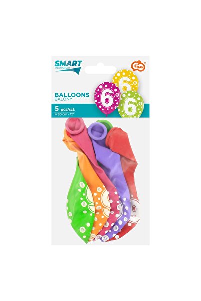 Godan Set of 5 Hestia birthday number balloons GZ-CYF6, 12", 30 cm, Number 6