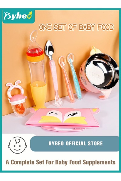 BYBEO 7 Piece Baby Feeder Set - Toddler Bowl with Suction + Adjustable Bib + ...