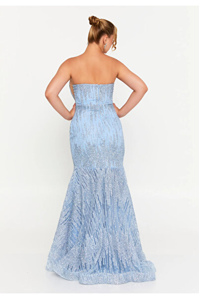 asl touch Straplez Uzun Normal Kesim Abiye Elbise