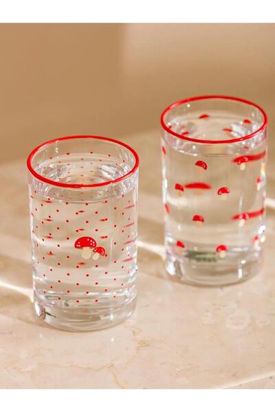 LC Waikiki Lcw Home Mixed Mushroom Printed Glass Water Cup Set of 4 125 ml (W5)