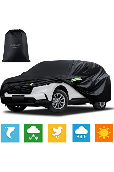 Elindor ® Husă auto neagră cu 3 straturi, impermeabilă, pentru toate anotimpu...