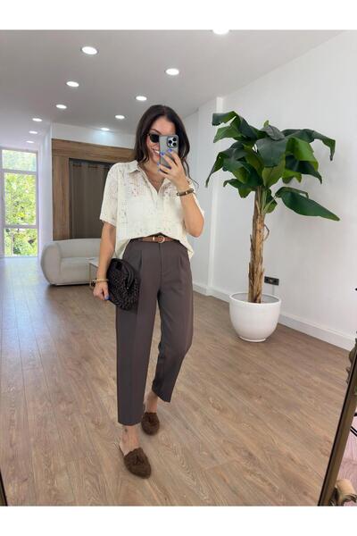 2she بنطلون قطعة واحدة من سلسلة بريميوم - بني