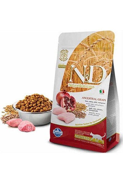 N&D Ancestral Grain Tavuklu ve Narlı Düşük Tahıllı Kısırlaştırılmış Kedi Mama...