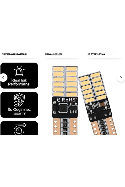 iq elektronik Turuncu T10 Dipsiz Led Canbuslu W5W 24 Ledli Turuncu Park Plaka Tavan Aydınlatması 2 Adet