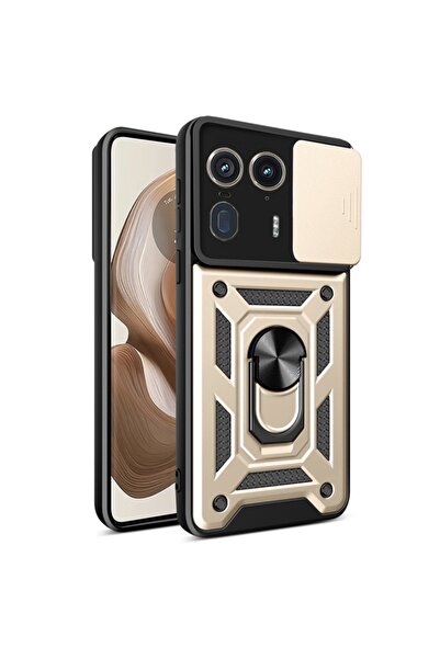 SKYDDAR INNOVATION Θήκη για Motorola Edge 50 Ultra, CamShield, Μαγνητικό δαχτυλίδι, Σετ αυτοκόλλητων, Χρυσό