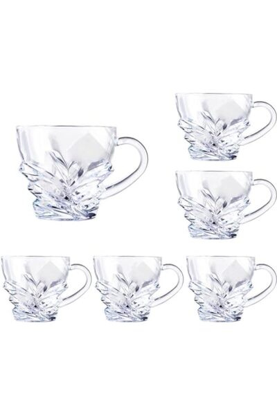 SAQOWARE 6 Pcs Tea Glass Mug Set With Handle, 235ml | Coffee Mugs Premium Quality Glassware