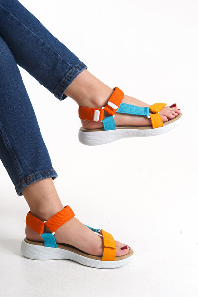 Solo Bag Women's Short Heel Orthopedic Comfortable Sole Velcro Adjustable Daily Stylish Sports Sandals