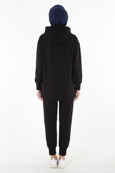 Plistre 2299_Parmak Slit Hooded Hijab Women's Tracksuit Set - Hijab School Sports Set