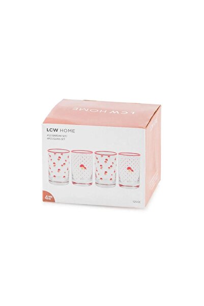 LC Waikiki Lcw Home Mixed Mushroom Printed Glass Water Cup Set of 4 125 ml (W5)