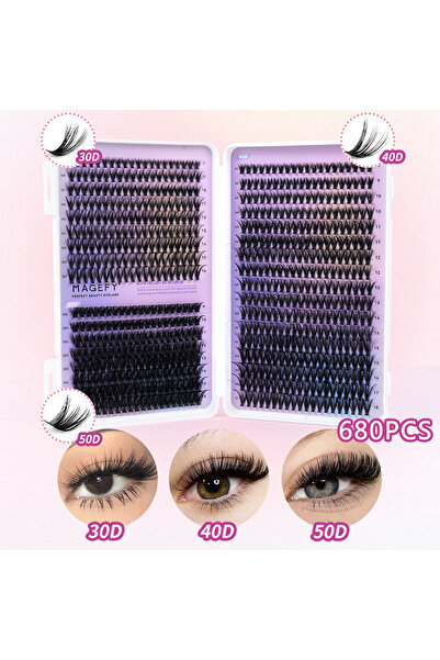 Choice3 مجموعة وصلات الرموش من MAGEFY DIY من 680 قطعة، مجموعات رموش فردية ناعمة من Mi