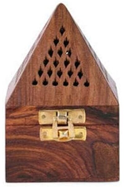 SAQOWARE مبخرة خشبية على شكل هرم | مبخرة عود | مبخرة فحم | فرانك