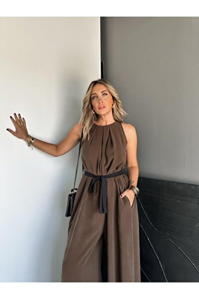 Zerrincan Giyim Kahve Siyah Kuşaklı Orijinal Tulum