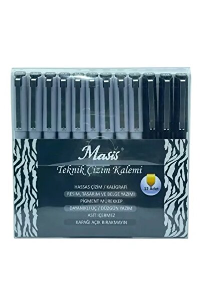 Masis Technical Drawing Pen 12 Pieces Technical Drawing Pen Set Black