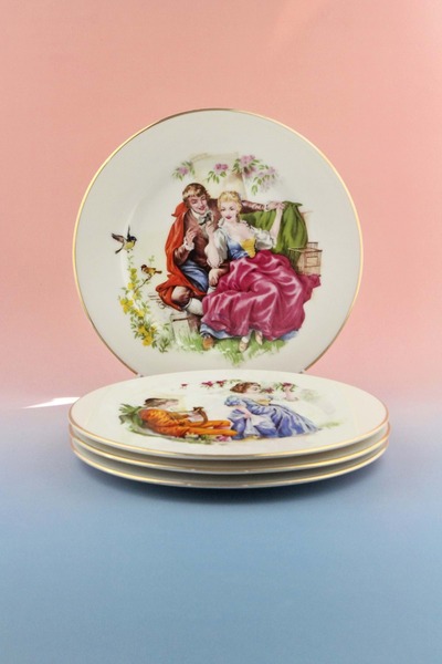 Bursa Porselen Dekor Markis Gold Gilded 4-Piece Cake Plate
