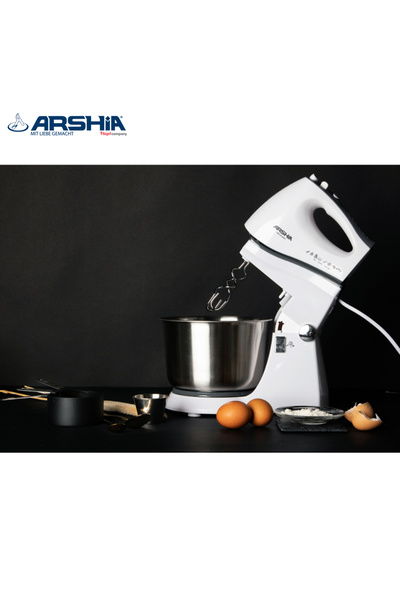 Arshia مضرب كيك كهربائي مع ستاند ووعاء ستانلس ستيل – أرشيا"
