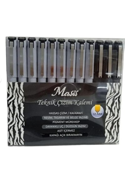 Masis Masis Technical Drawing Pencil Black Round-Brush-Shorted Nib 12 Pieces