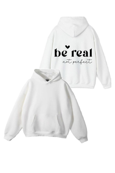 Sebesta Fashion سترة بقلنسوة من القطن بطبعة BE REAL من SEBESTA FASHION للموسم...